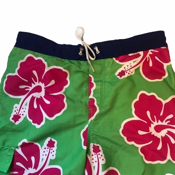 Tommy Hilfiger Green Floral Swim Trunks Shorts - Picture 5 of 6